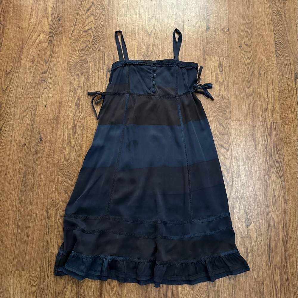 Marc By Marc Jacobs Navy Silk dress  sleeveless unlined striped lined size 8